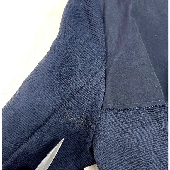 MARNI Brocade Textured Navy Trench Jacket Navy Blue Snap Button Mid Length 40 - Picture 11 of 12